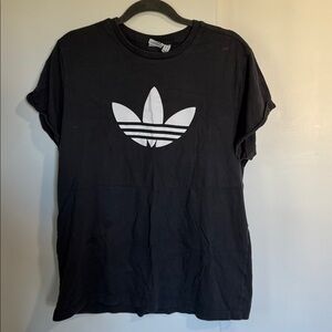 Adidas Black Tee with White Trefoil Logo